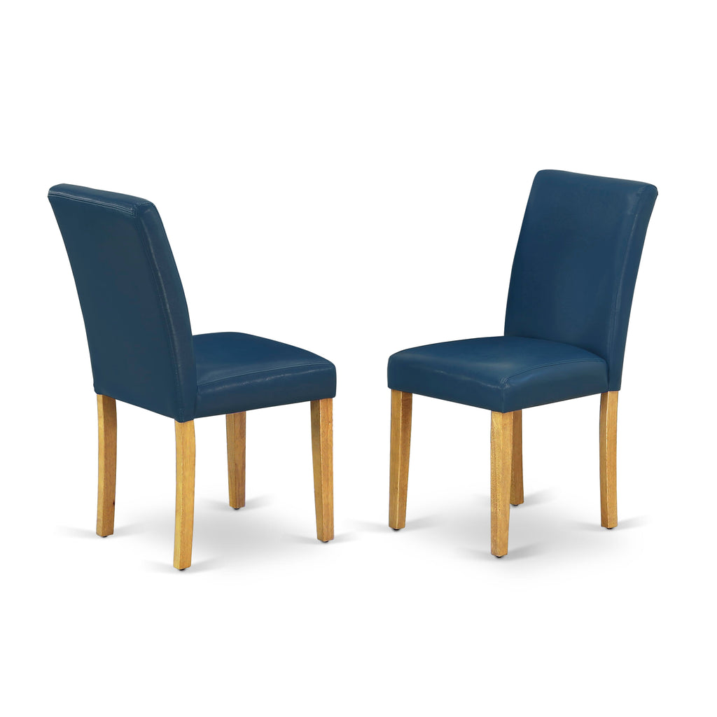East West Furniture ABP4T55 Abbott Parson Kitchen Chairs - Oasis Blue Faux Leather Padded Dining Chairs