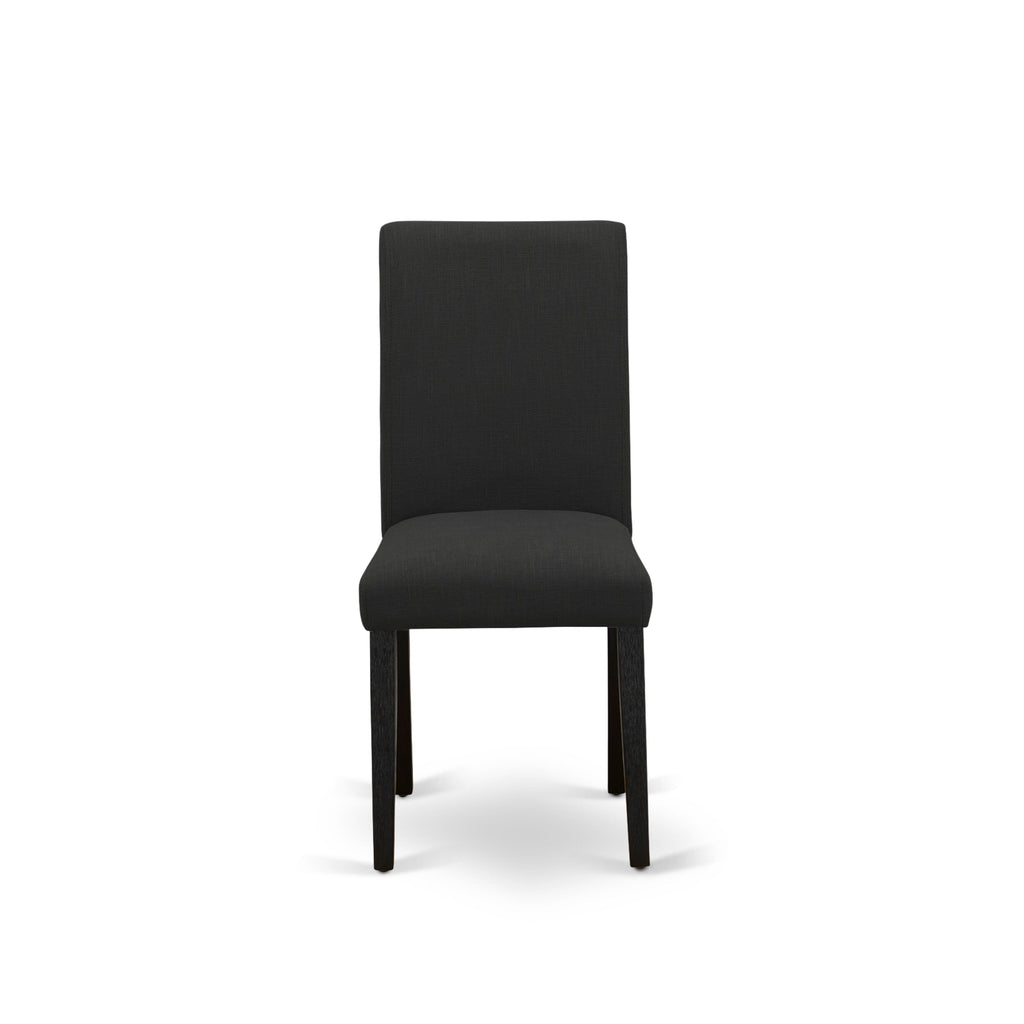 East West Furniture ABP6T24 Abbott Parson Chairs - Black Color Linen Fabric Upholstered Dining Chairs