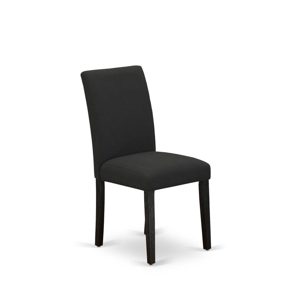 East West Furniture ABP6T24 Abbott Parson Chairs - Black Color Linen Fabric Upholstered Dining Chairs