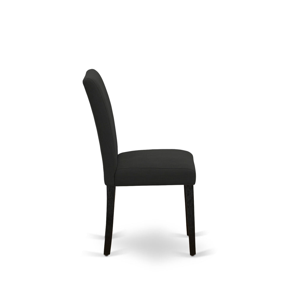 East West Furniture ABP6T24 Abbott Parson Chairs - Black Color Linen Fabric Upholstered Dining Chairs