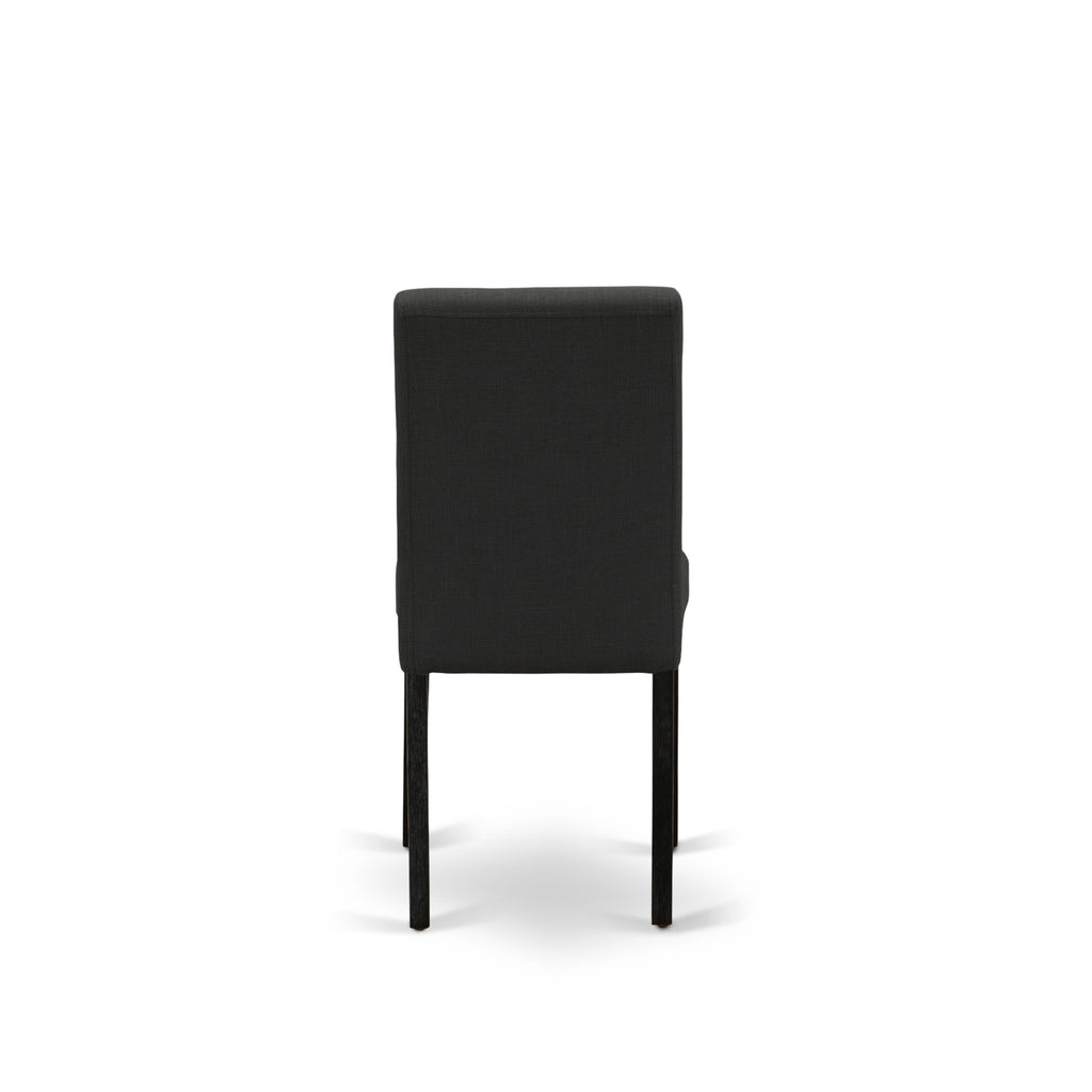 East West Furniture ABP6T24 Abbott Parson Chairs - Black Color Linen Fabric Upholstered Dining Chairs