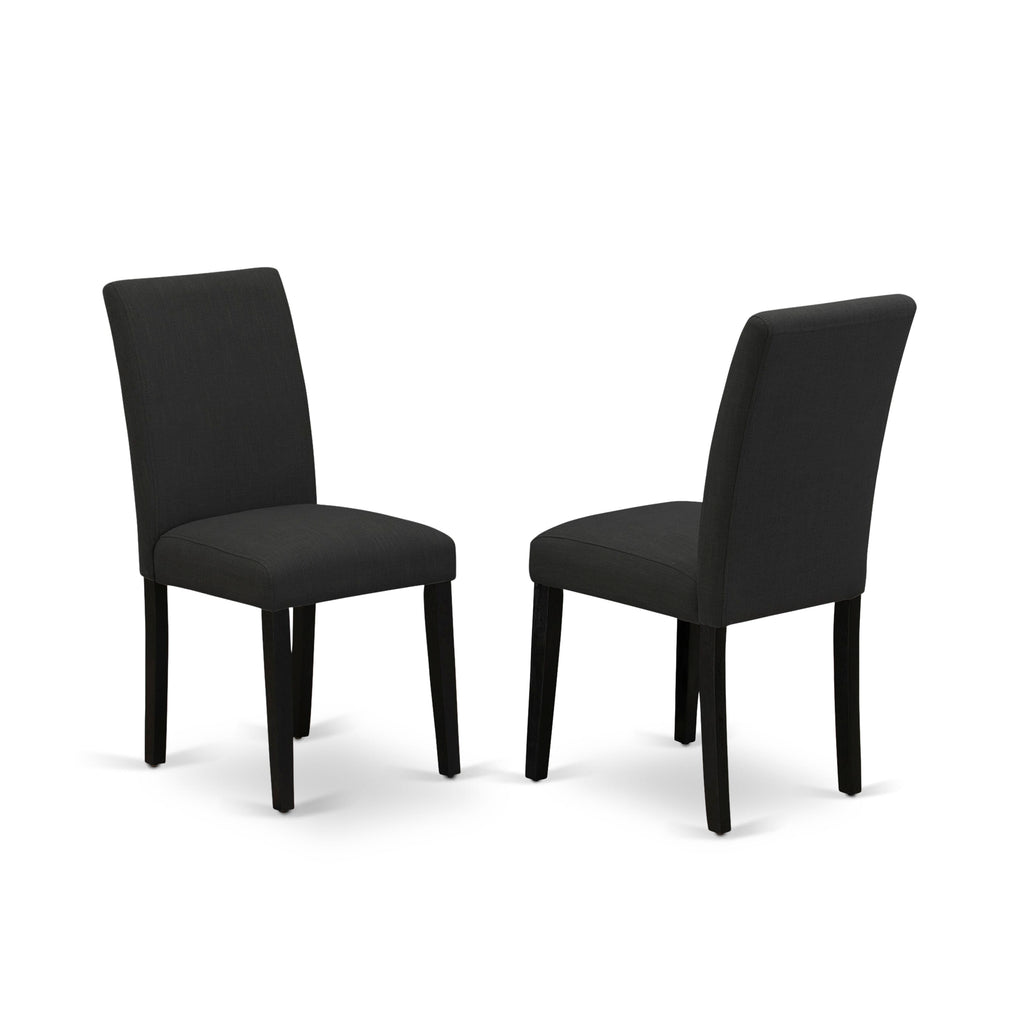East West Furniture ABP6T24 Abbott Parson Chairs - Black Color Linen Fabric Upholstered Dining Chairs