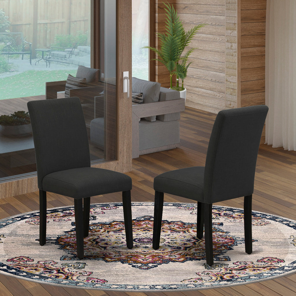 East West Furniture ABP6T24 Abbott Parson Chairs - Black Color Linen Fabric Upholstered Dining Chairs