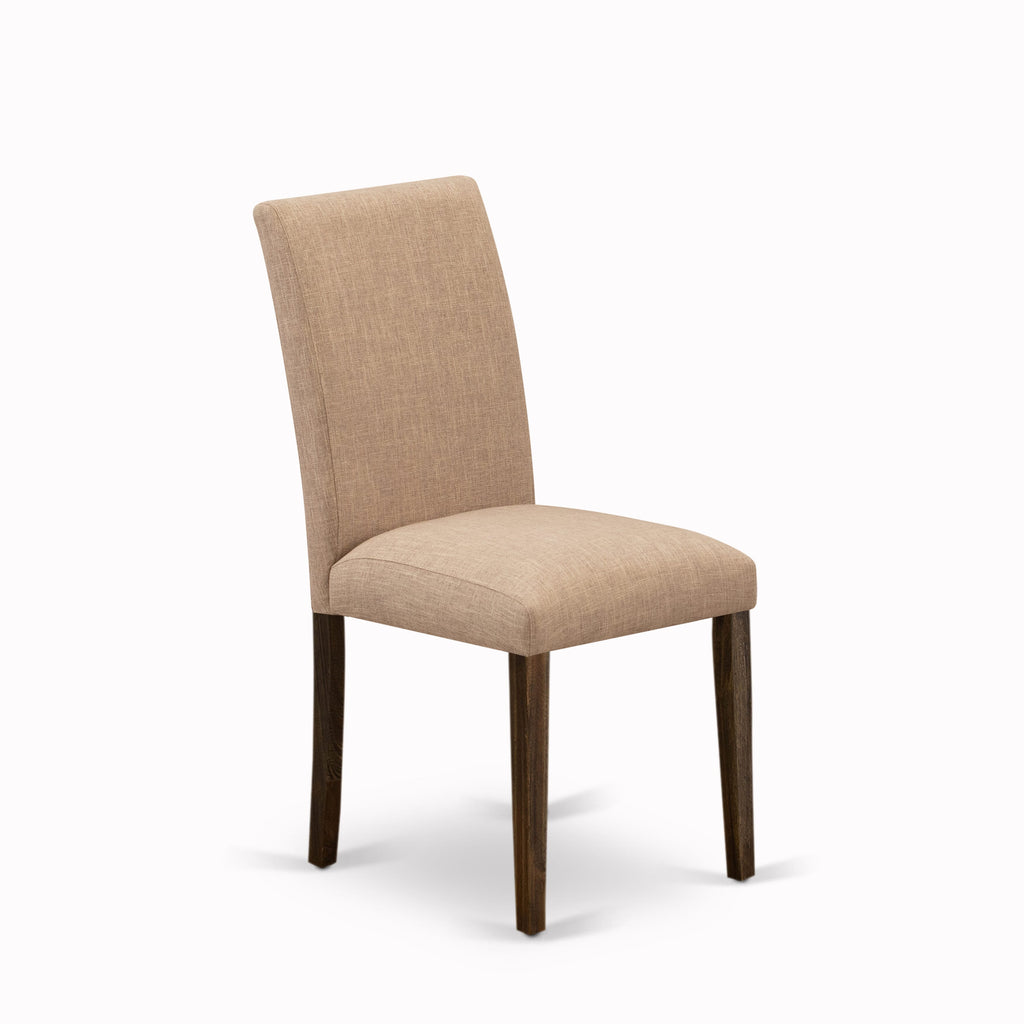 East West Furniture X777AB747-5 5 Piece Dining Table Set for 4 Includes a Rectangle Kitchen Table with X-Legs and 4 Light Sable Linen Fabric Parsons Dining Chairs