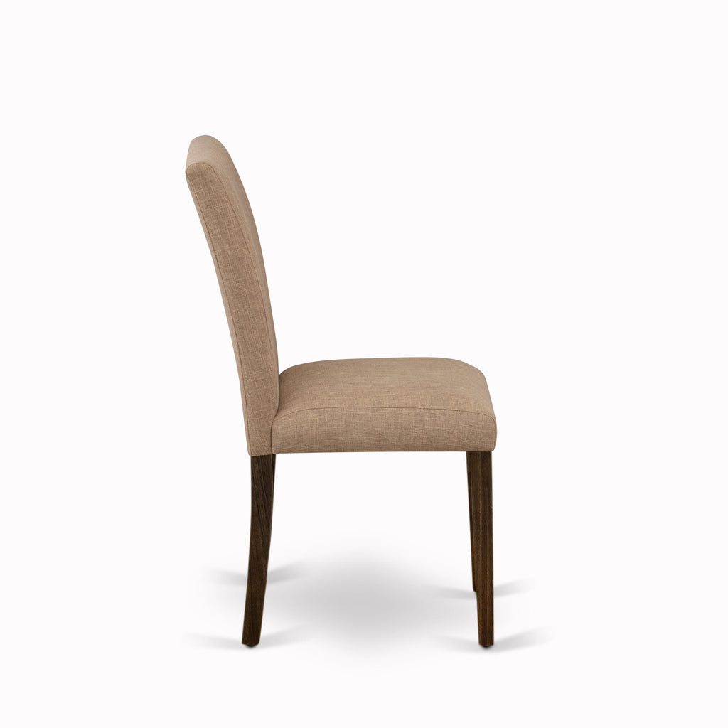 East West Furniture X777AB747-5 5 Piece Dining Table Set for 4 Includes a Rectangle Kitchen Table with X-Legs and 4 Light Sable Linen Fabric Parsons Dining Chairs