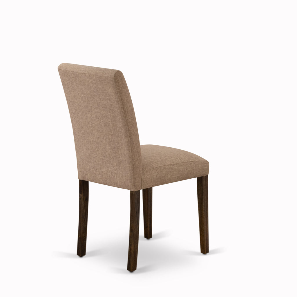 East West Furniture X777AB747-5 5 Piece Dining Table Set for 4 Includes a Rectangle Kitchen Table with X-Legs and 4 Light Sable Linen Fabric Parsons Dining Chairs