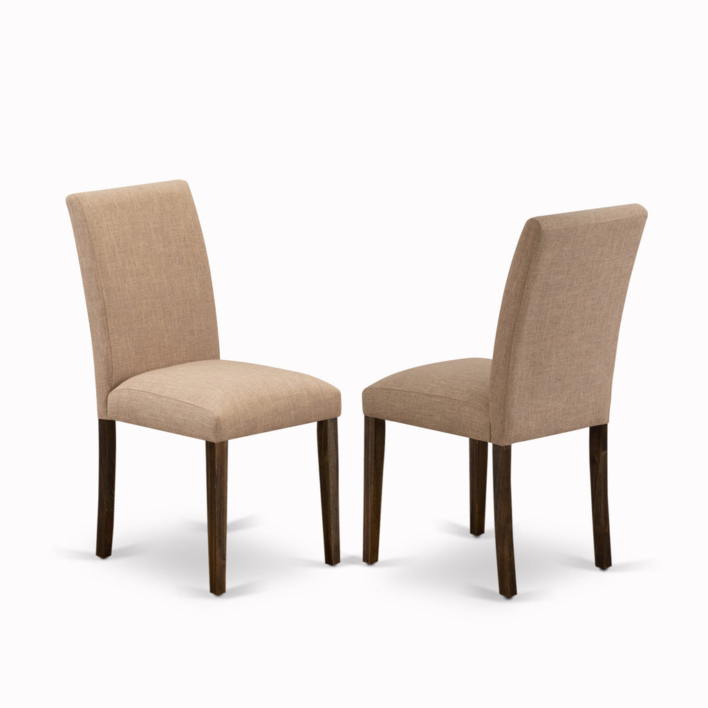 East West Furniture X777AB747-5 5 Piece Dining Table Set for 4 Includes a Rectangle Kitchen Table with X-Legs and 4 Light Sable Linen Fabric Parsons Dining Chairs