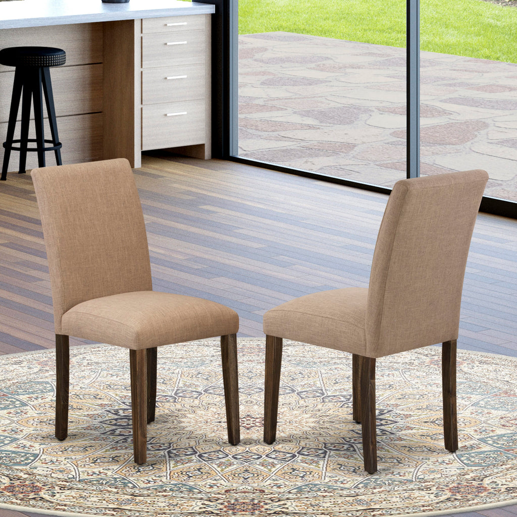 East West Furniture X777AB747-5 5 Piece Dining Table Set for 4 Includes a Rectangle Kitchen Table with X-Legs and 4 Light Sable Linen Fabric Parsons Dining Chairs