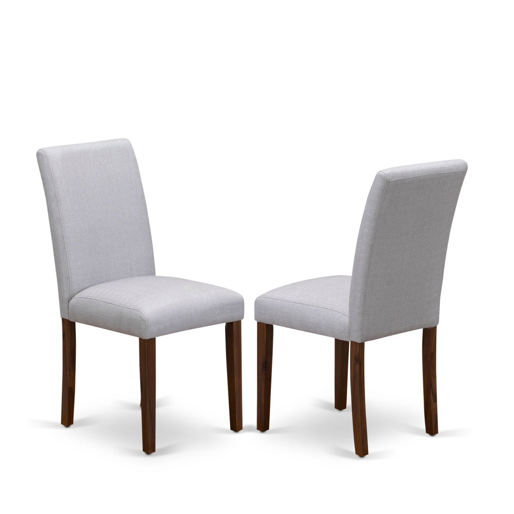 East West Furniture DLAB3-AWA-05 3 Piece Dining Table Set for Small SpacesIncludes a Round Dining Room Table with Dropleaf and 2 Upholstered Chairs, 42x42 Inch, Antique Walnut