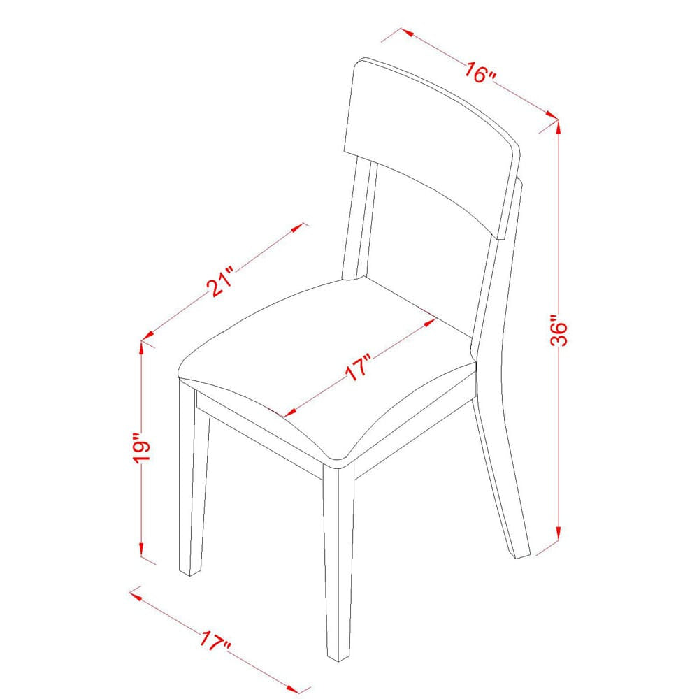 East West Furniture ADC-LWH-LC Andi Dining Chairs - Faux Leather Upholstered Dinette Chairs