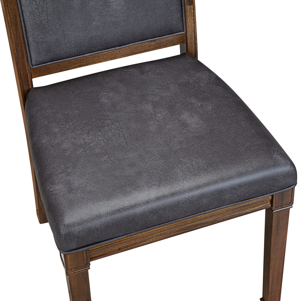 Luxe by East West Furniture NEAM9-AWA-34 9-piece Kitchen Table Set consists of a Dining Table and 8 Dark Grey PU Leather Dining Chairs with High Back - Antique Walnut Finish