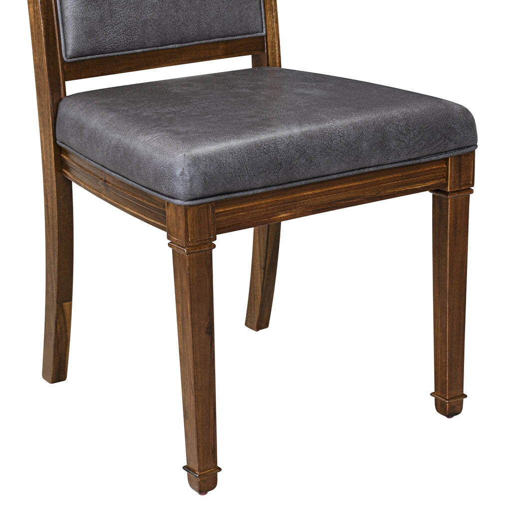Luxe by East West Furniture NEAM9-AWA-34 9-piece Kitchen Table Set consists of a Dining Table and 8 Dark Grey PU Leather Dining Chairs with High Back - Antique Walnut Finish