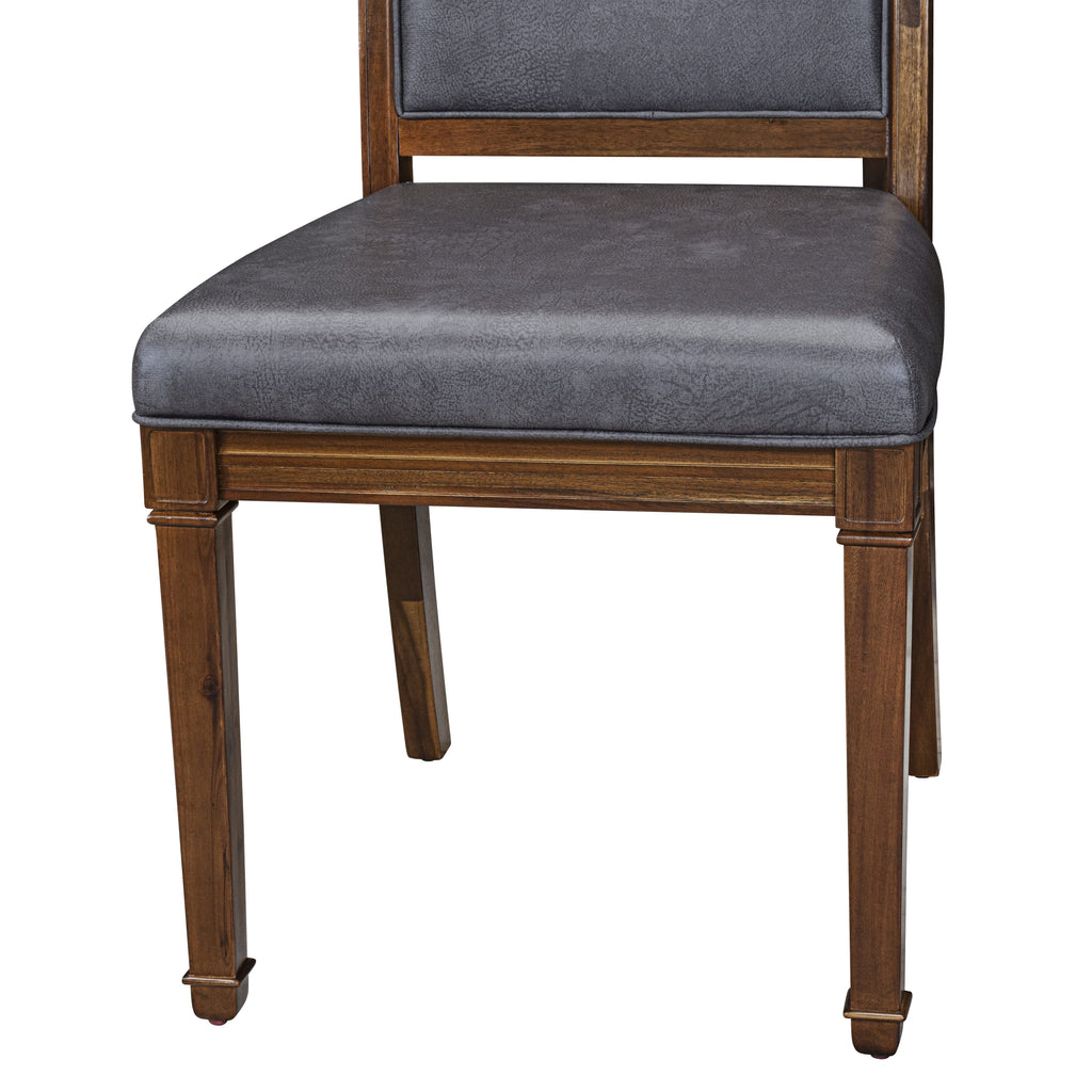 Luxe by East West Furniture NEAM9-AWA-34 9-piece Kitchen Table Set consists of a Dining Table and 8 Dark Grey PU Leather Dining Chairs with High Back - Antique Walnut Finish