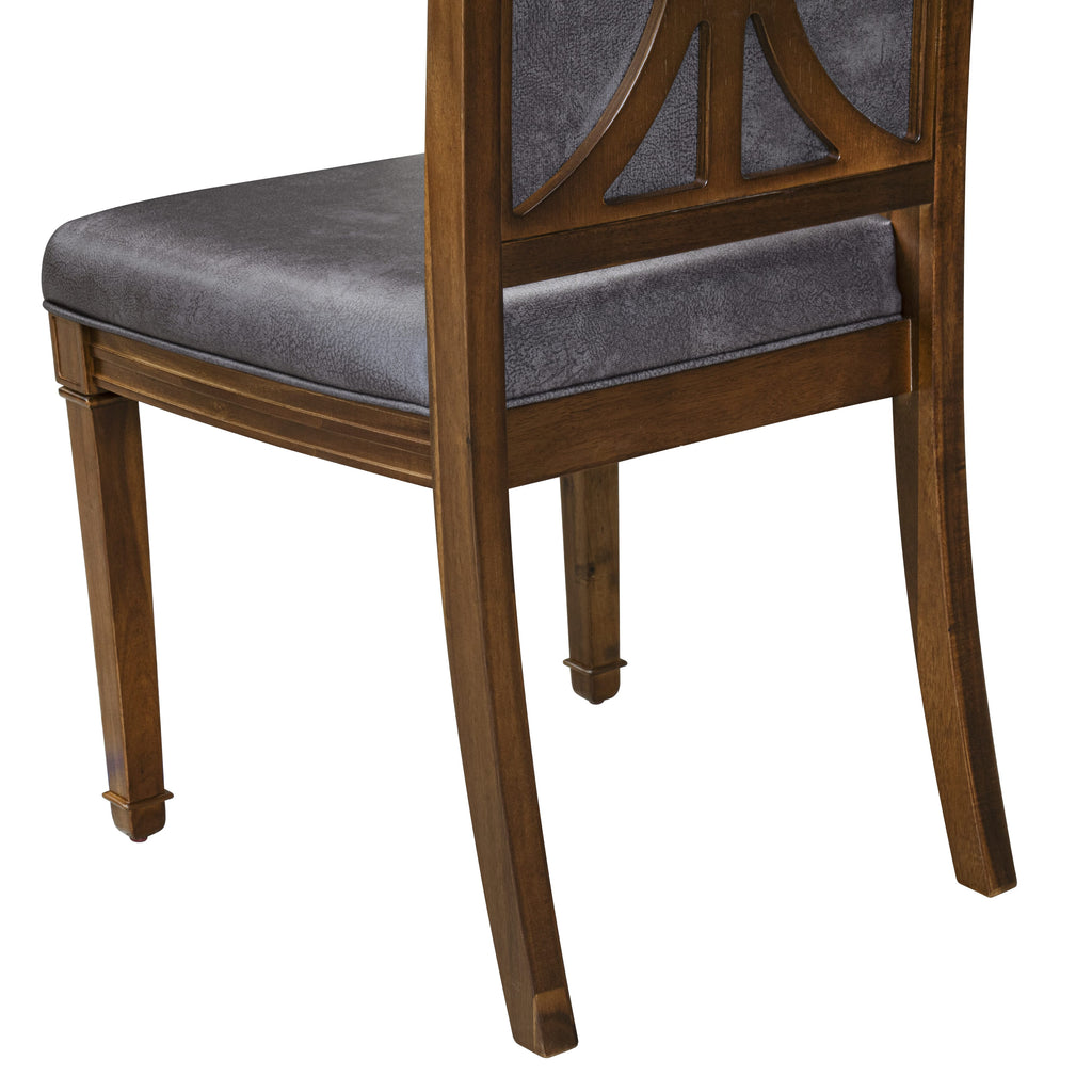 Luxe by East West Furniture NEAM5-AWA-34 5-piece Dining Table Set consists of a Modern Dining Table and 4 Dark Grey PU Leather Kitchen Chairs with High Back - Antique Walnut Finish