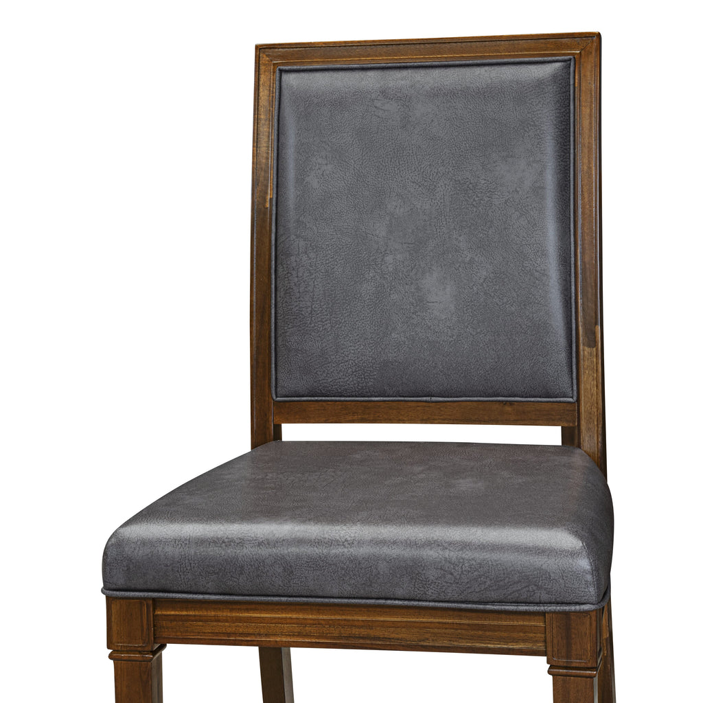 Luxe by East West Furniture NEAM5-AWA-34 5-piece Dining Table Set consists of a Modern Dining Table and 4 Dark Grey PU Leather Kitchen Chairs with High Back - Antique Walnut Finish