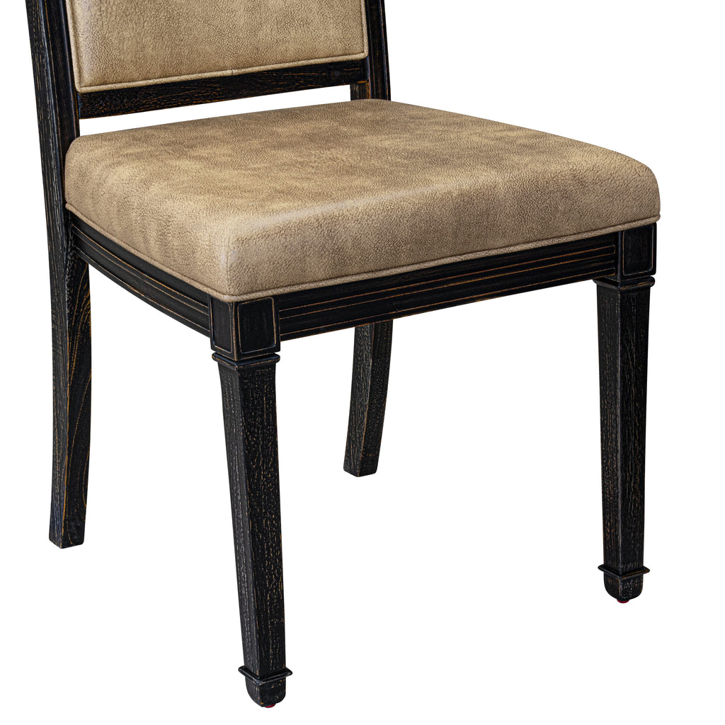 Luxe by East West Furniture NKAM7-SBB-28 7-piece Modern Dining Table Set includes a Dining Table and 6 Beige PU Leather Kitchen Chairs with High Back - Sand Blasting Black Finish