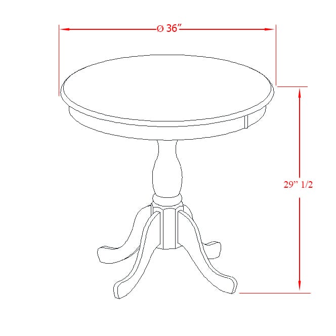 East West Furniture Tavolino Da Pranzo In Legno Di Gomma, Finitura Giacobica, Rotondo, Large (48x48x30 Cm)