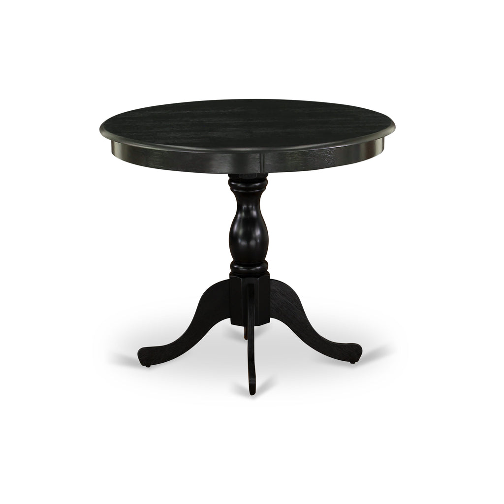East West Furniture AMT-ABK-TP Antique Dining Table - a Round Wooden Table Top with Pedestal Base