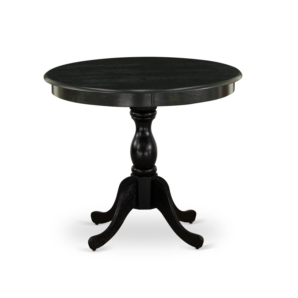 East West Furniture AMT-ABK-TP Antique Dining Table - a Round Wooden Table Top with Pedestal Base