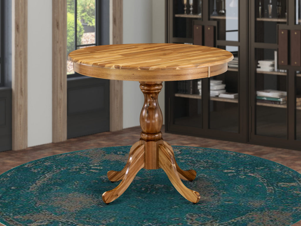 East West Furniture AMT-ANA-TP Antique Dining Room Table - a Round kitchen Table Top with Pedestal Base