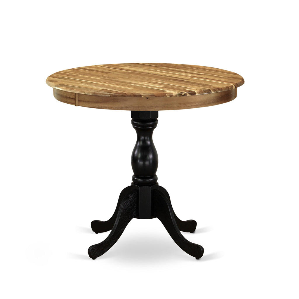 EAST WEST FURNITURE - AST-NBK-TP - Round Dining Table - Natural Table Top and Black Pedestal Leg Finish