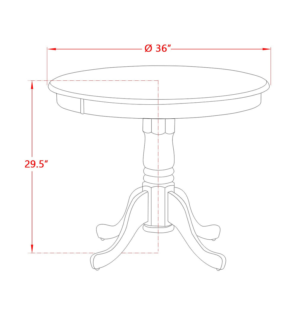 East West Furniture ASX23-AWA-28 -3 Piece Dining Set Includes a Round Kitchen Table with Antique Walnut Tabletop and 2 Stackable Faux Leather Chairs, Antique Walnut