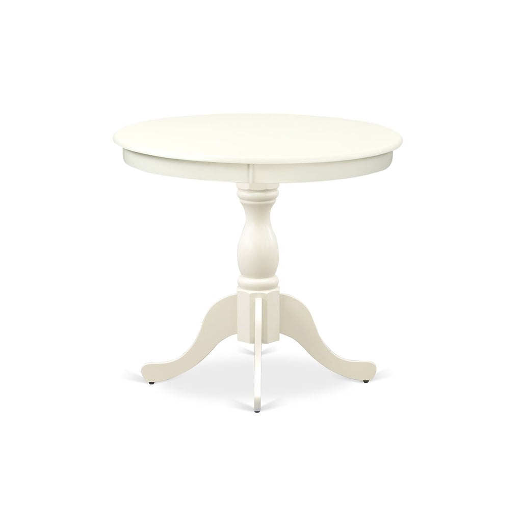 East West Furniture AMT-LWH-TP Antique Modern Dining Table - a Round Kitchen Table Top with Pedestal Base