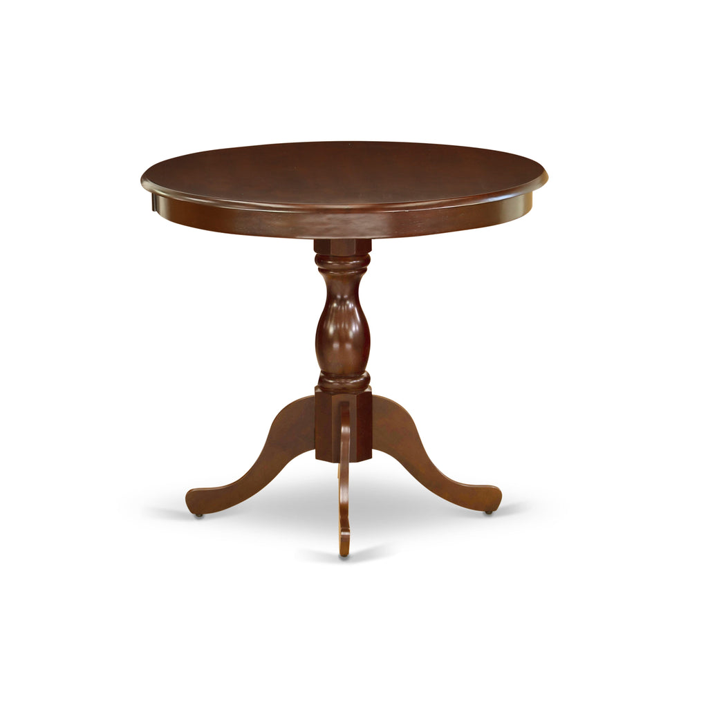 East West Furniture AMT-MAH-TP Antique Dining Room Table - a Round kitchen Table Top with Pedestal Base