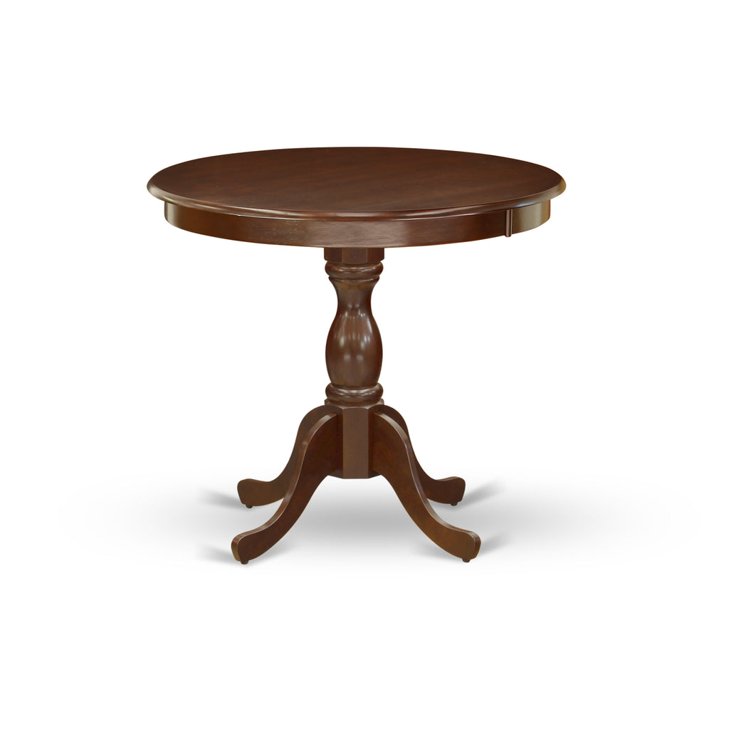 East West Furniture AMT-MAH-TP Antique Dining Room Table - a Round kitchen Table Top with Pedestal Base