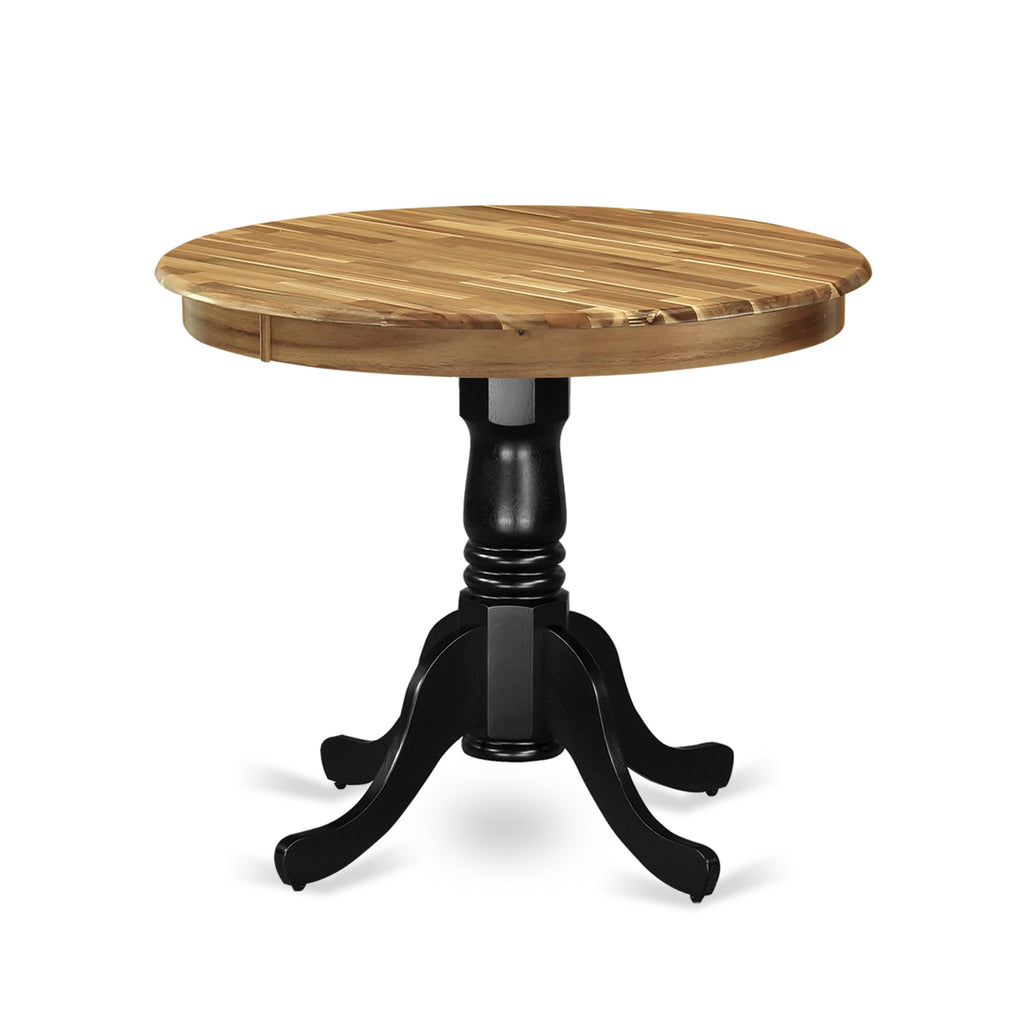 East West Furniture AMT-NBK-TP Antique Mid-Century Modern Dining Table - a Round Dining Table Top with Pedestal Base