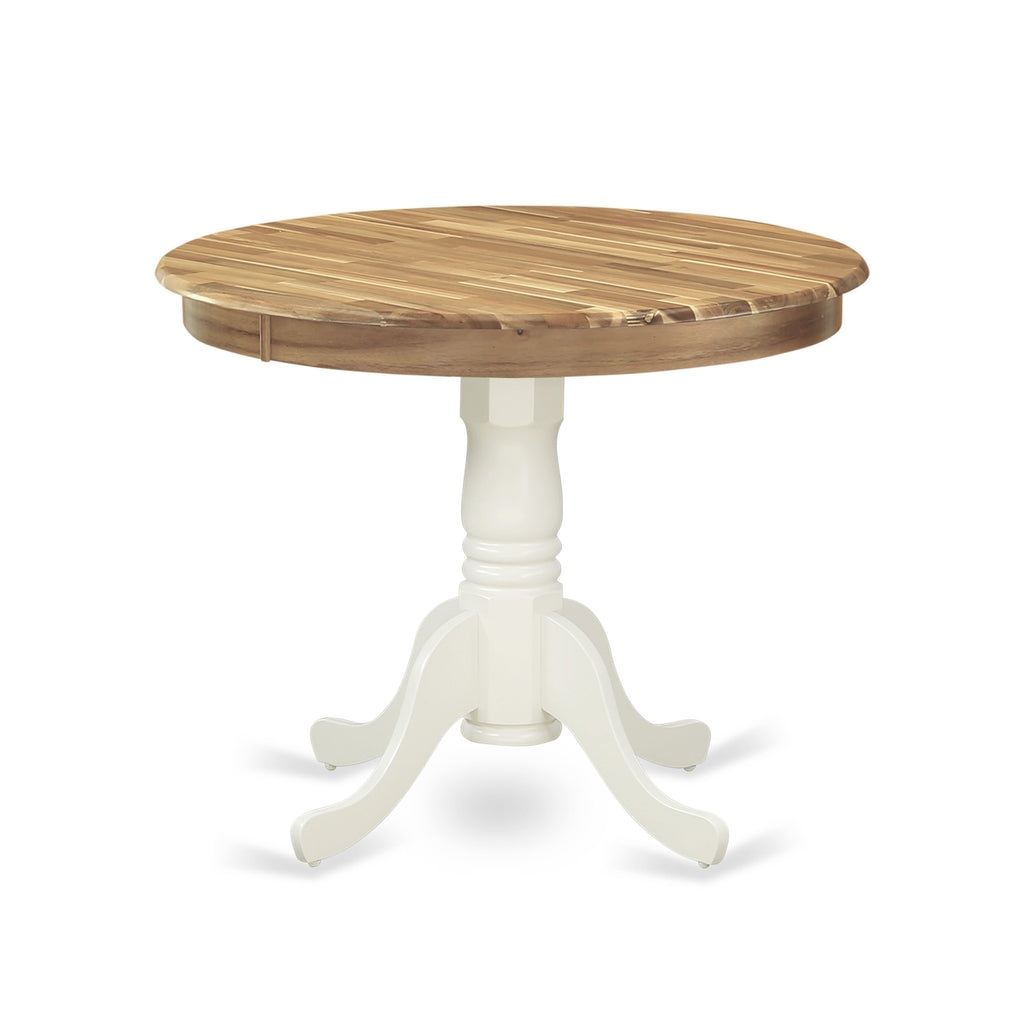 East West Furniture AMT-NLW-TP Antique Dining Table - a Round Wooden Table Top with Pedestal Base