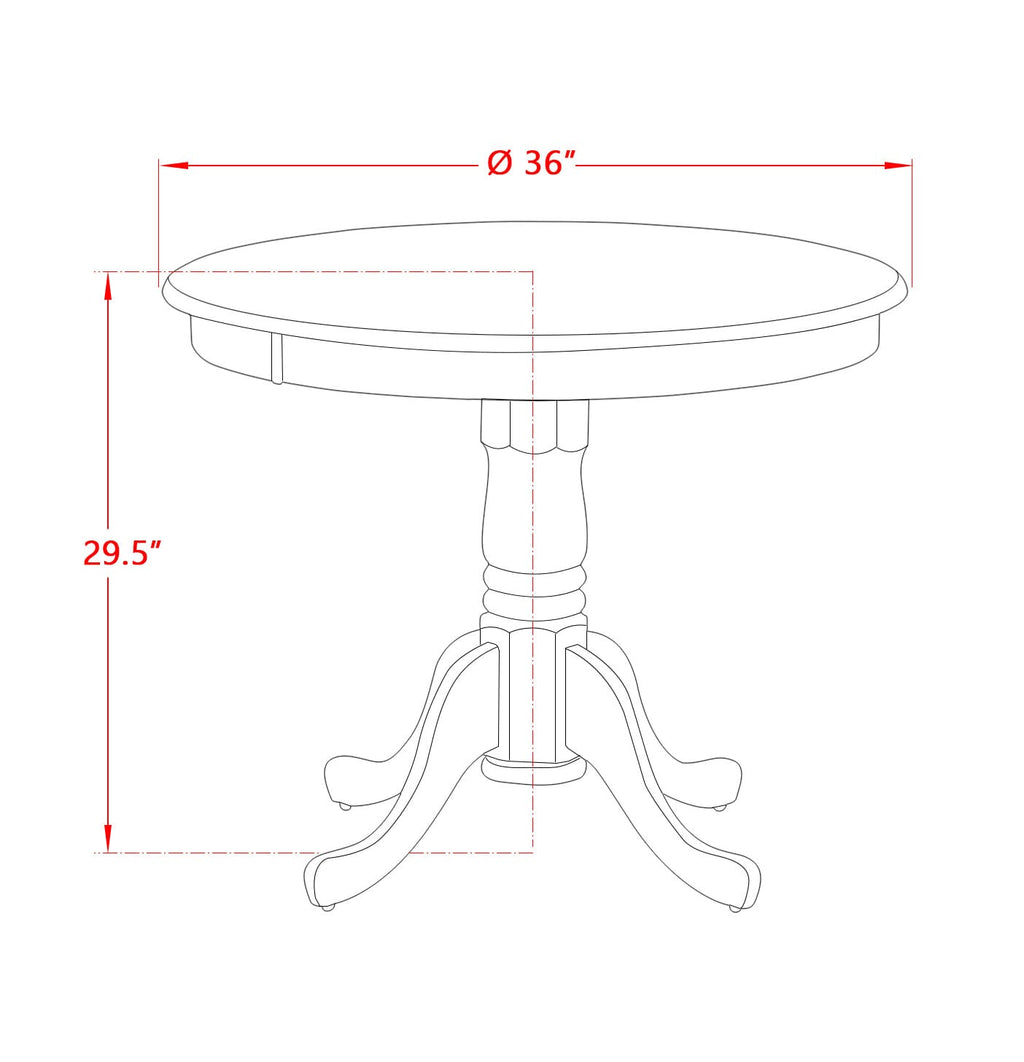 East West Furniture AMT-NLW-TP Antique Dining Table - a Round Wooden Table Top with Pedestal Base