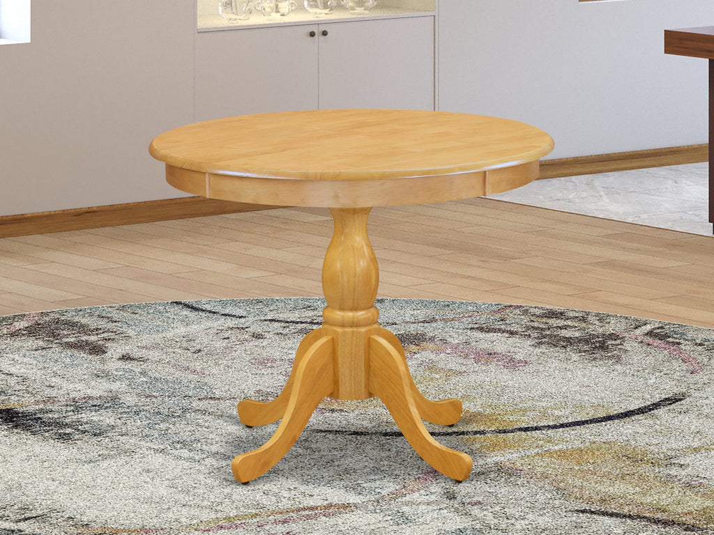 East West Furniture AMT-OAK-TP Antique Kitchen Dining Table - a Round Wooden Table Top with Pedestal Base