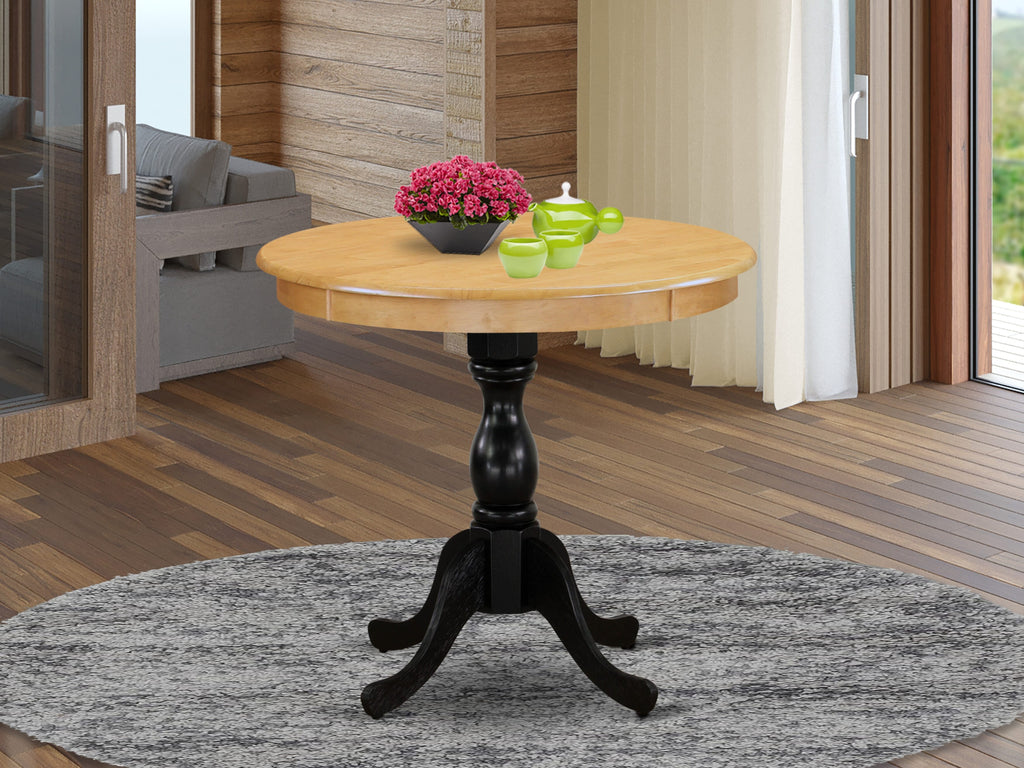 EAST WEST FURNITURE - AST-OBK-TP - Mid Century Dining Table - Oak Table Top and Black Pedestal Leg Finish
