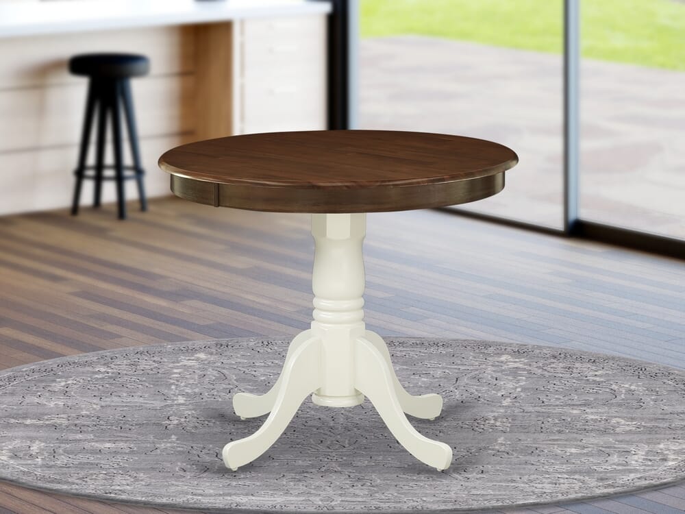 East West Furniture AMT-WLW-TP Antique Kitchen Dining Table - a Round Wooden Table Top with Pedestal Base