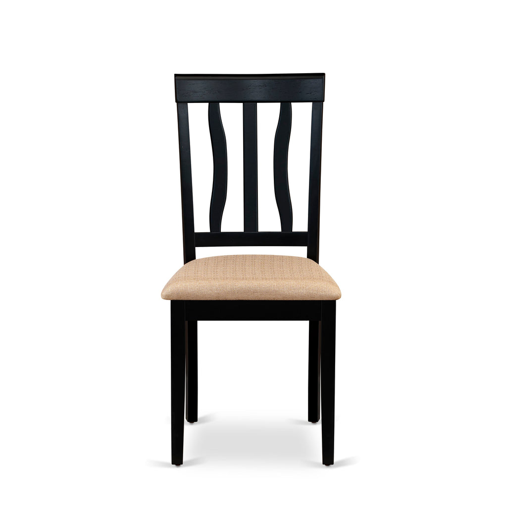 East West Furniture ANC-BLK-C Antique Dining Chairs - Linen Fabric Upholstered Wood Chairs