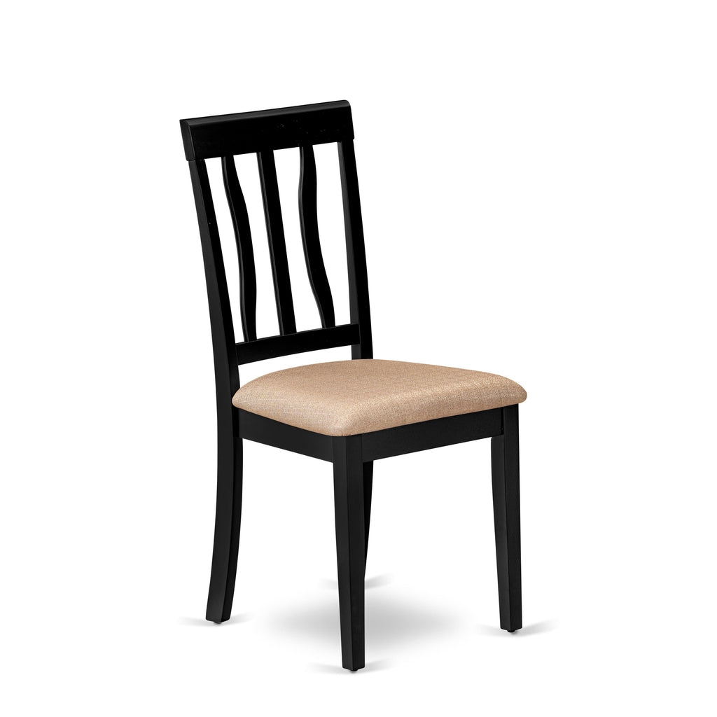 East West Furniture ANC-BLK-C Antique Dining Chairs - Linen Fabric Upholstered Wood Chairs