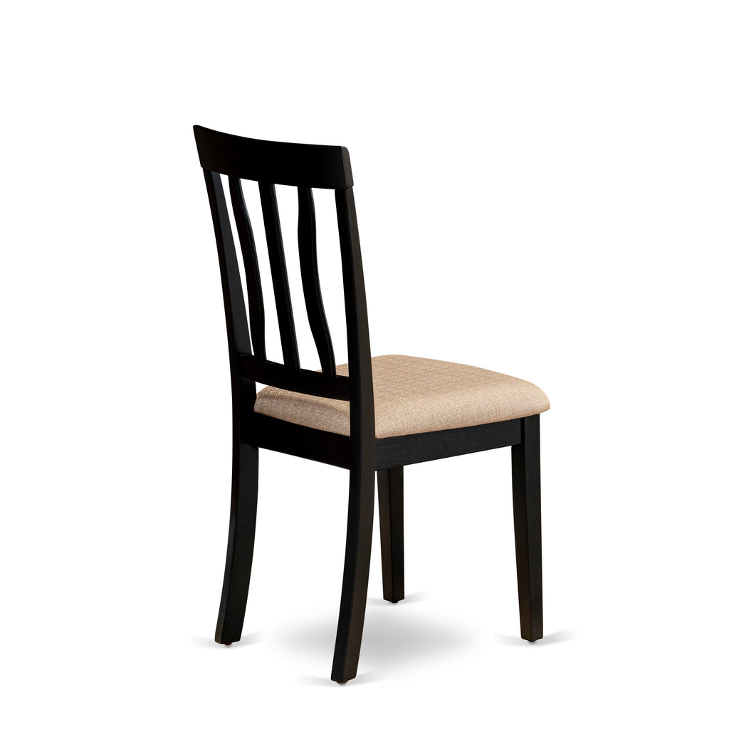 East West Furniture ANC-BLK-C Antique Dining Chairs - Linen Fabric Upholstered Wood Chairs