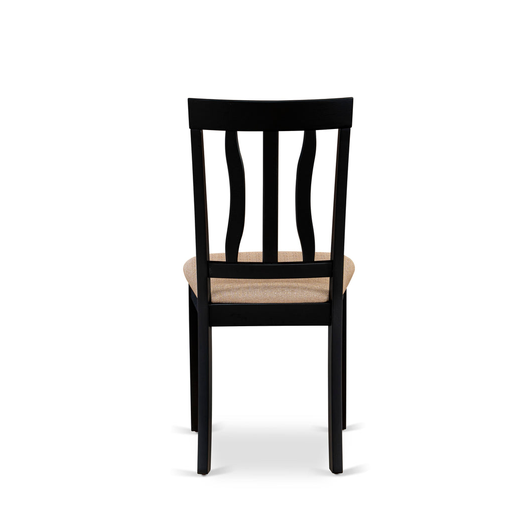 East West Furniture ANC-BLK-C Antique Dining Chairs - Linen Fabric Upholstered Wood Chairs