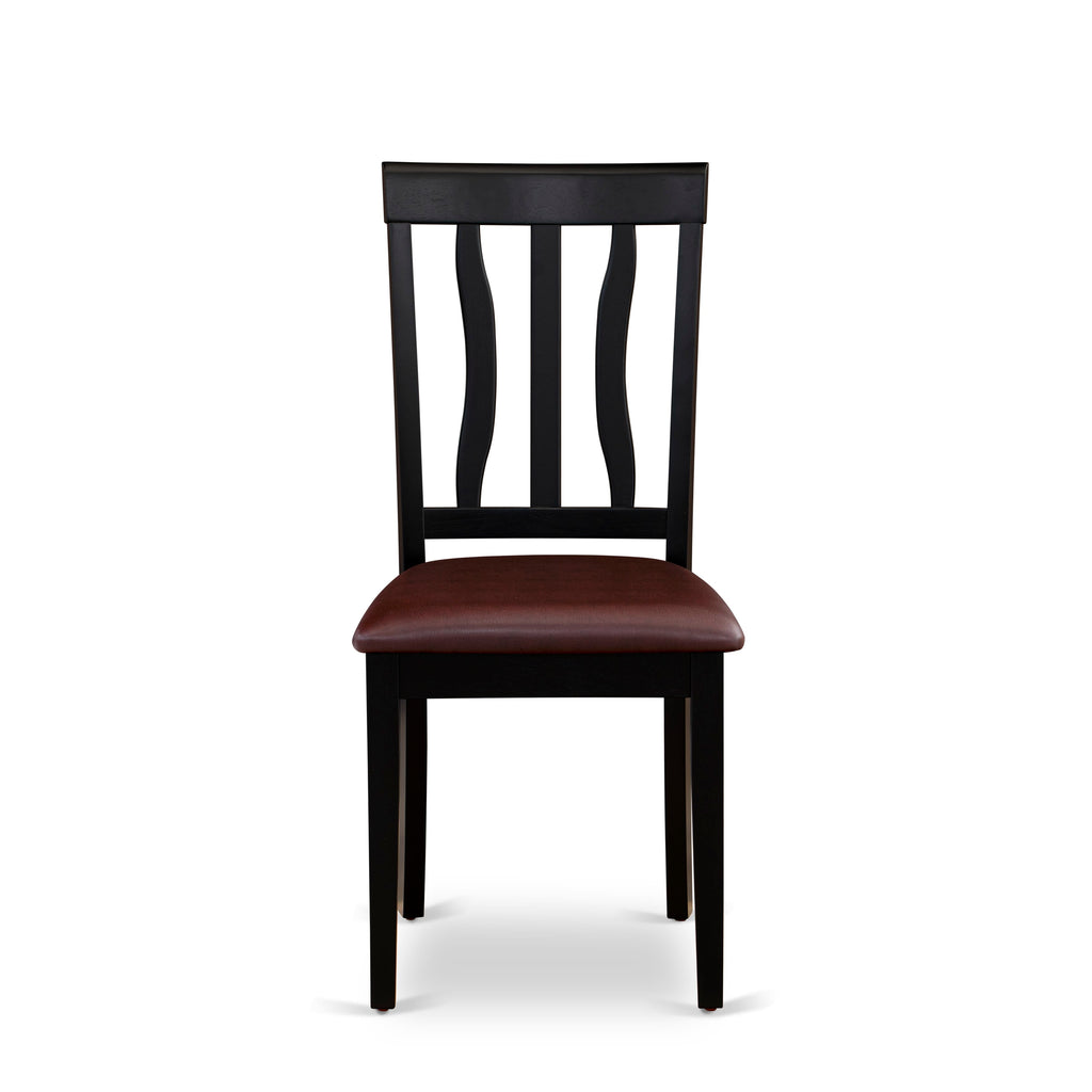East West Furniture ANC-BLK-LC Antique Dining Room Chairs - Faux Leather Upholstered Wooden Chairs