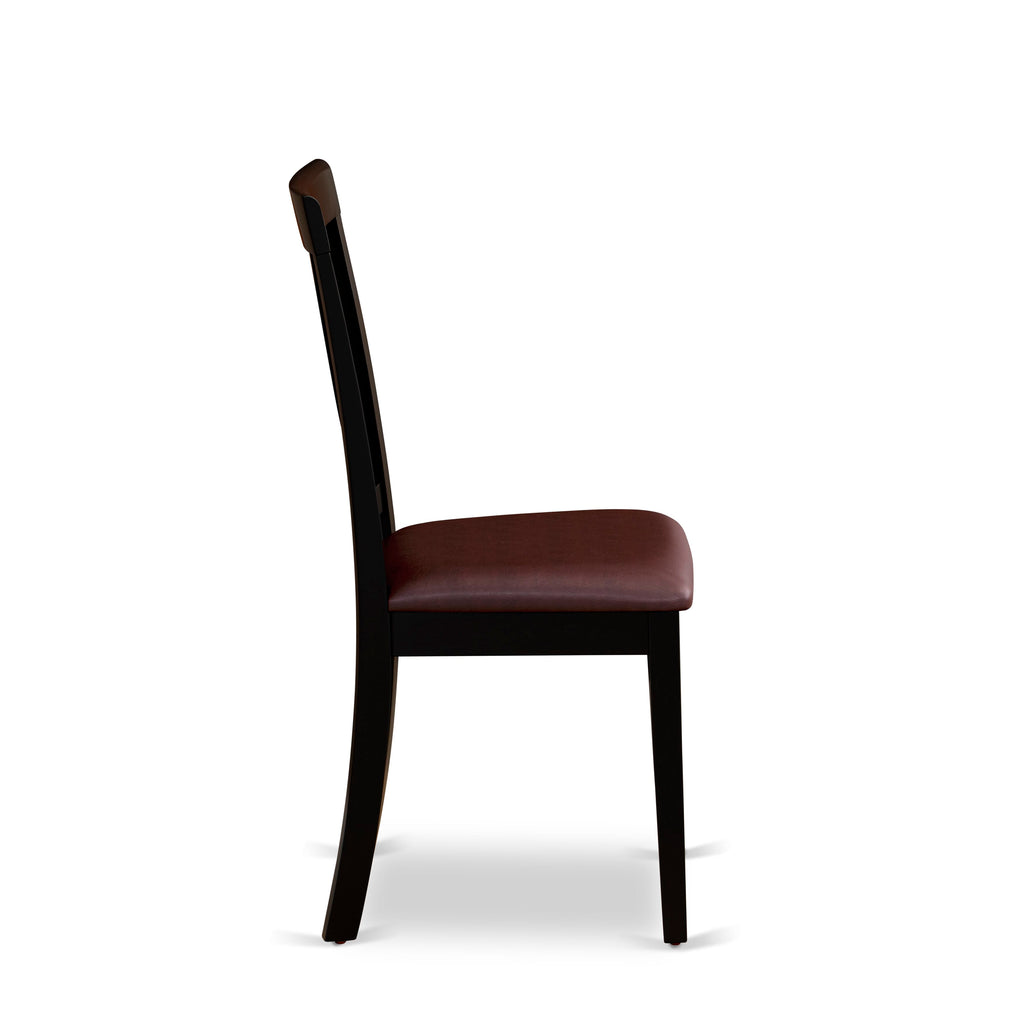 East West Furniture ANC-BLK-LC Antique Dining Room Chairs - Faux Leather Upholstered Wooden Chairs