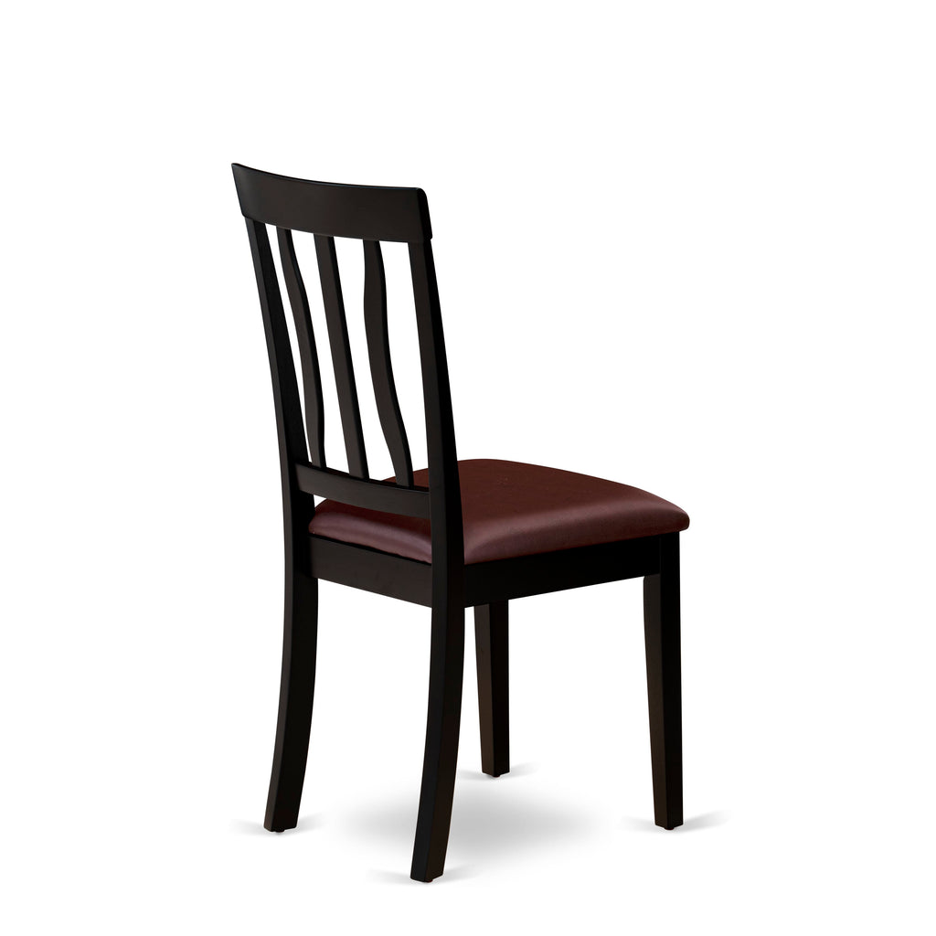East West Furniture ANC-BLK-LC Antique Dining Room Chairs - Faux Leather Upholstered Wooden Chairs