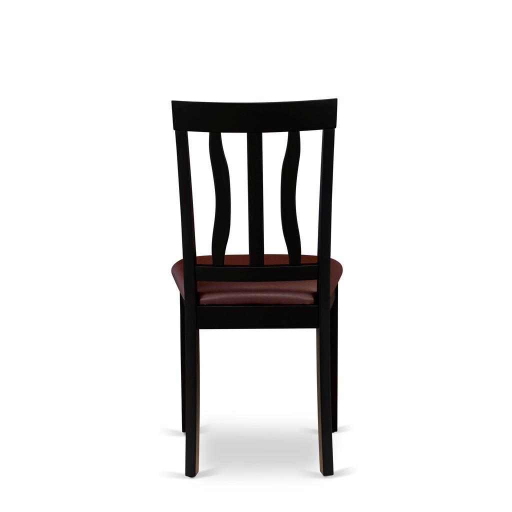 East West Furniture ANC-BLK-LC Antique Dining Room Chairs - Faux Leather Upholstered Wooden Chairs