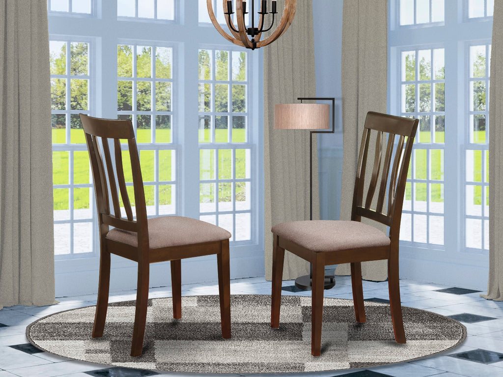 East West Furniture ANC-CAP-C Antique Kitchen Dining Chairs - Linen Fabric Upholstered Wood Chairs