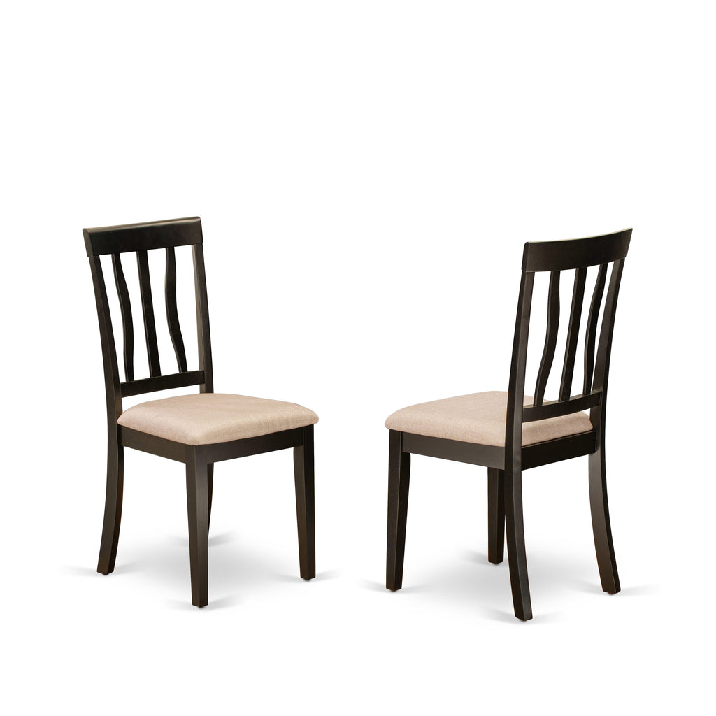 East West Furniture ANC-CAP-C Antique Kitchen Dining Chairs - Linen Fabric Upholstered Wood Chairs