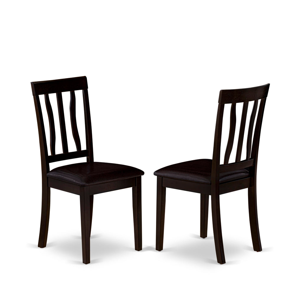 East West Furniture ANC-CAP-LC Antique Dining Chairs - Faux Leather Upholstered Wooden Chairs