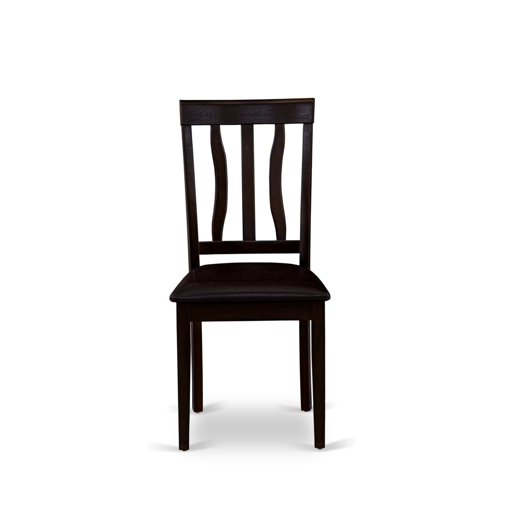 East West Furniture ANC-CAP-LC Antique Dining Chairs - Faux Leather Upholstered Wooden Chairs