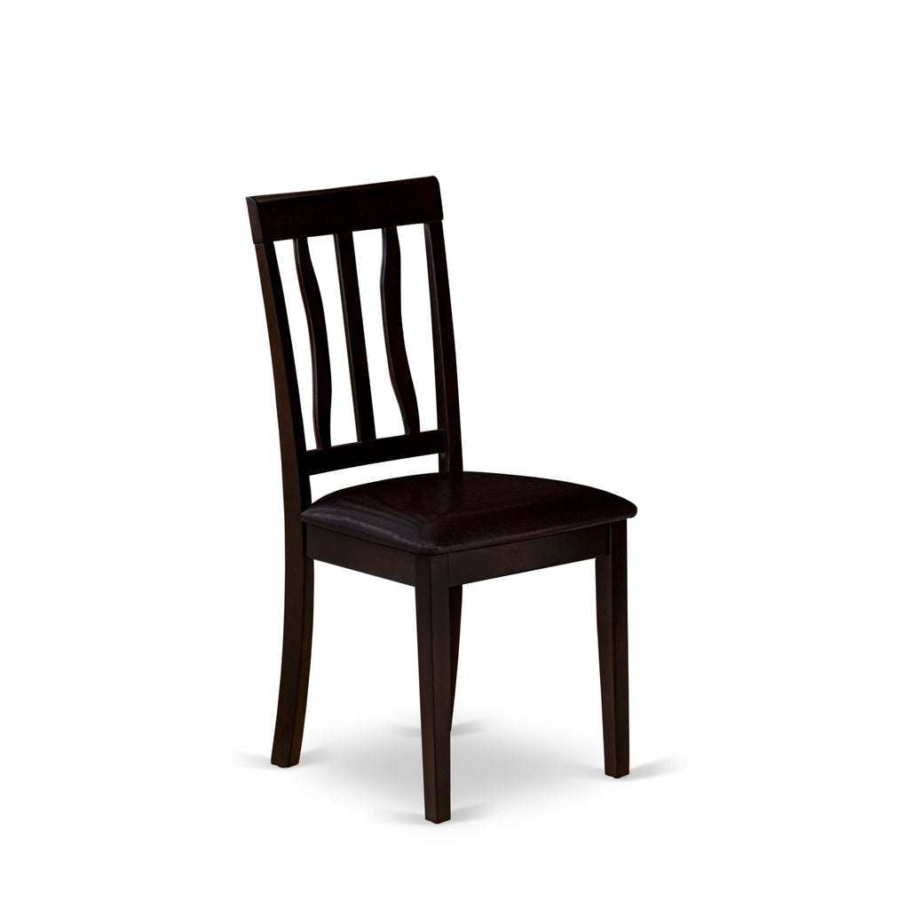 East West Furniture ANC-CAP-LC Antique Dining Chairs - Faux Leather Upholstered Wooden Chairs