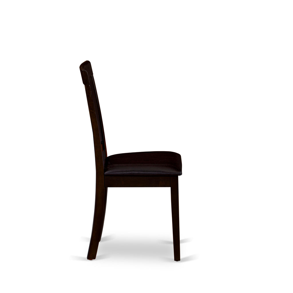 East West Furniture ANC-CAP-LC Antique Dining Chairs - Faux Leather Upholstered Wooden Chairs