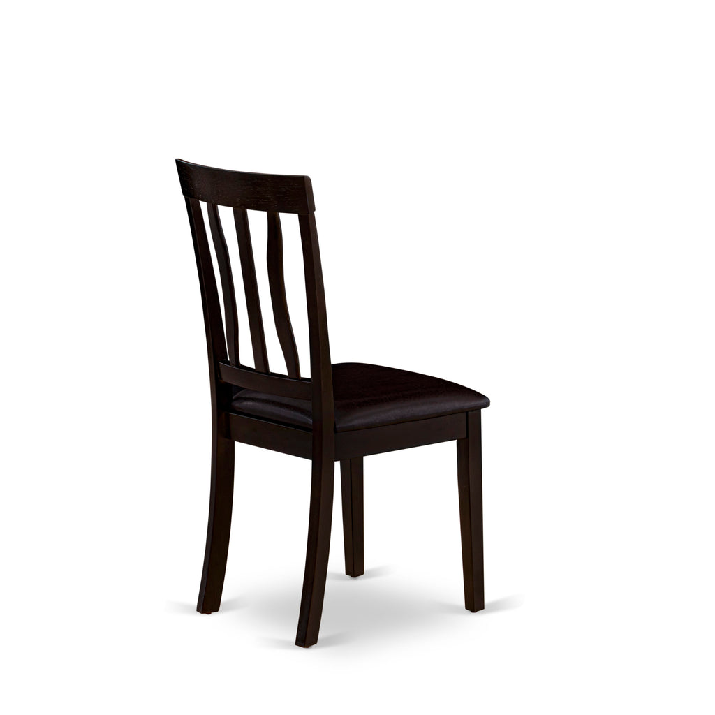 East West Furniture ANC-CAP-LC Antique Dining Chairs - Faux Leather Upholstered Wooden Chairs